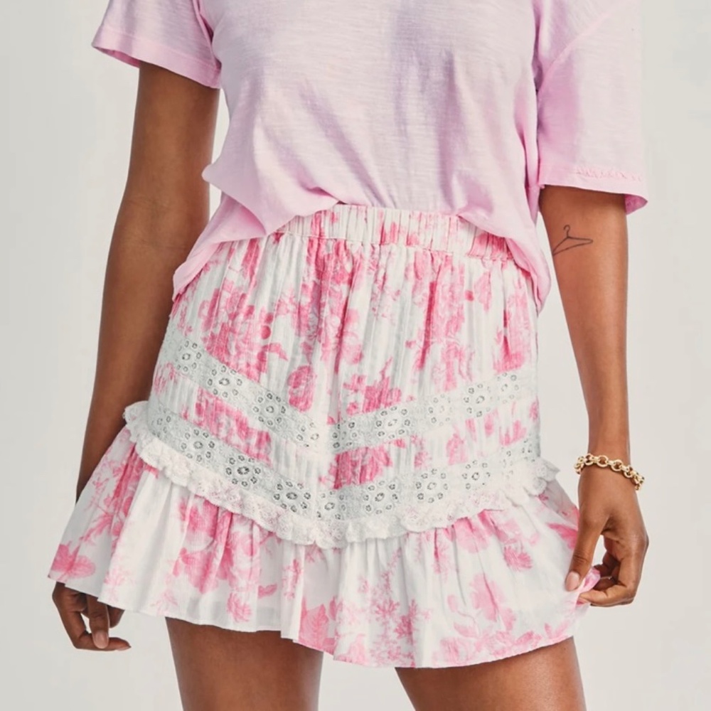 LoveShackFancy Pink Cove Mini Skirt